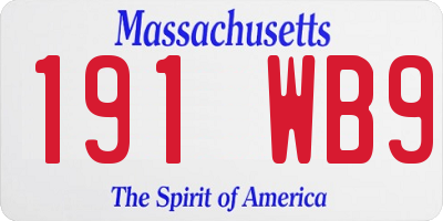 MA license plate 191WB9
