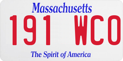 MA license plate 191WC0