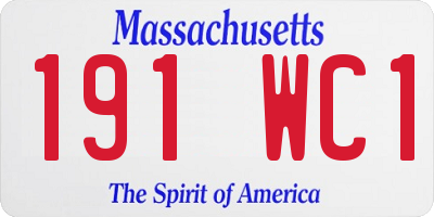 MA license plate 191WC1