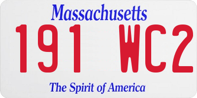 MA license plate 191WC2
