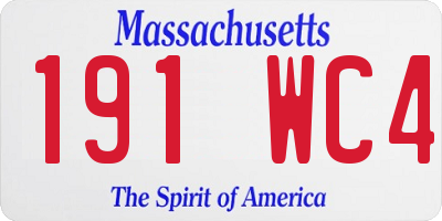 MA license plate 191WC4