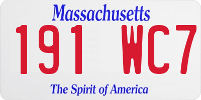 MA license plate 191WC7