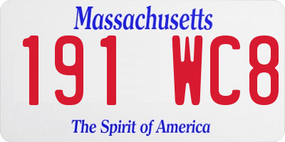 MA license plate 191WC8