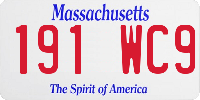 MA license plate 191WC9