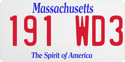 MA license plate 191WD3