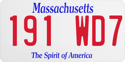 MA license plate 191WD7