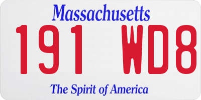 MA license plate 191WD8