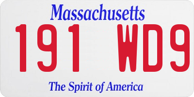 MA license plate 191WD9