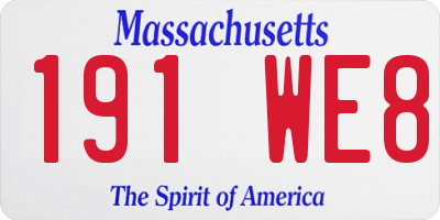MA license plate 191WE8