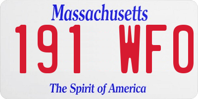 MA license plate 191WF0