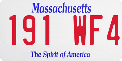 MA license plate 191WF4