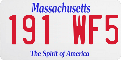 MA license plate 191WF5