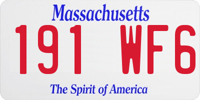 MA license plate 191WF6