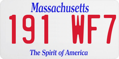 MA license plate 191WF7
