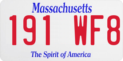 MA license plate 191WF8