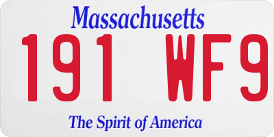 MA license plate 191WF9