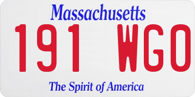 MA license plate 191WG0