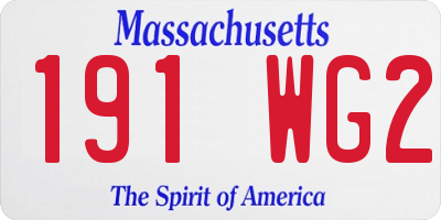 MA license plate 191WG2
