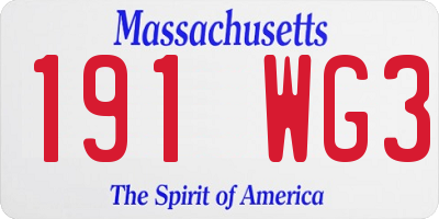 MA license plate 191WG3