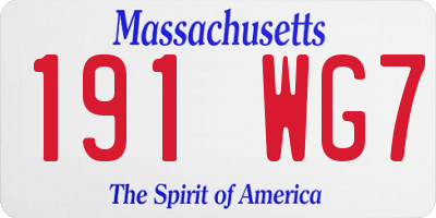 MA license plate 191WG7