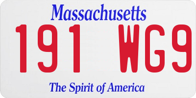 MA license plate 191WG9