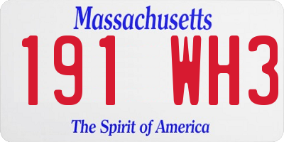MA license plate 191WH3