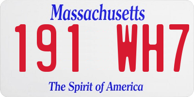 MA license plate 191WH7