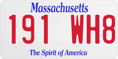MA license plate 191WH8