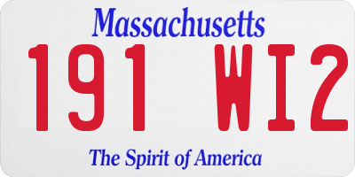 MA license plate 191WI2