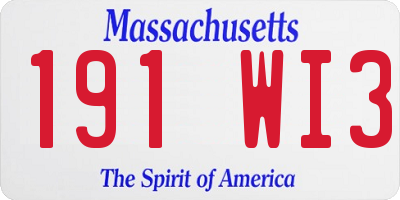 MA license plate 191WI3