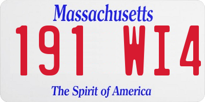MA license plate 191WI4