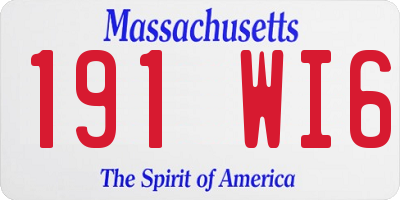 MA license plate 191WI6