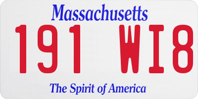 MA license plate 191WI8