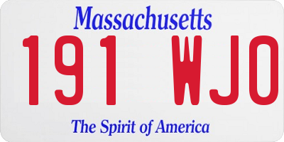 MA license plate 191WJ0