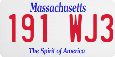 MA license plate 191WJ3