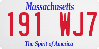 MA license plate 191WJ7
