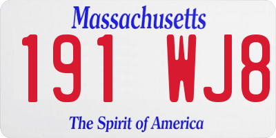 MA license plate 191WJ8