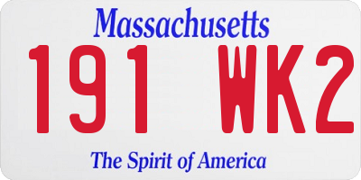 MA license plate 191WK2
