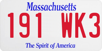 MA license plate 191WK3