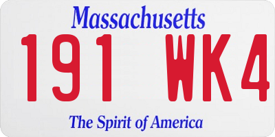 MA license plate 191WK4