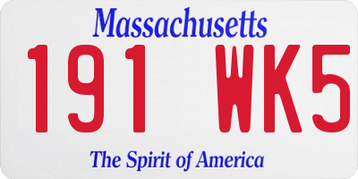 MA license plate 191WK5