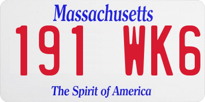 MA license plate 191WK6