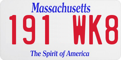 MA license plate 191WK8
