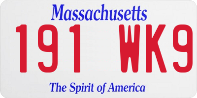 MA license plate 191WK9