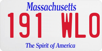 MA license plate 191WL0
