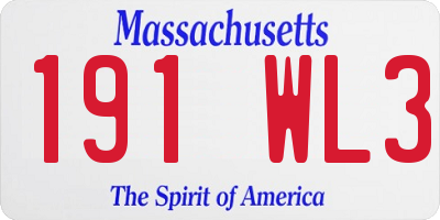 MA license plate 191WL3