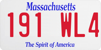 MA license plate 191WL4