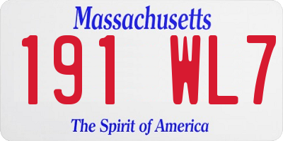 MA license plate 191WL7