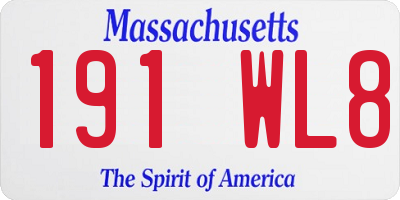 MA license plate 191WL8
