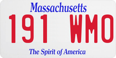 MA license plate 191WM0